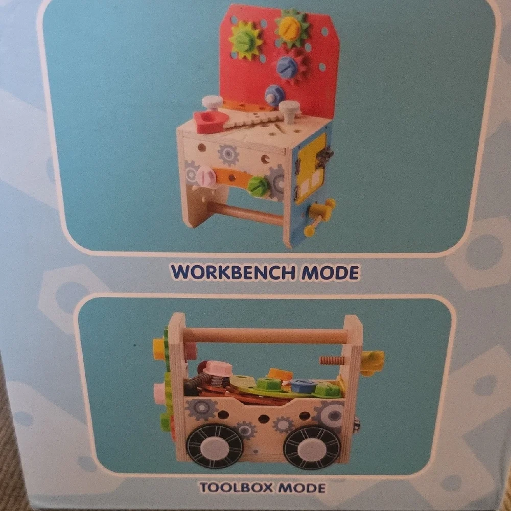 Versatile Wooden Tool Box‎ for Kids - Multicolor By Syncfun. New In Box.